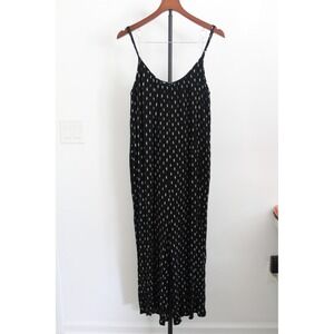 Wishlist Apparel Black White Leaf Print Wide Leg Jumpsuit Womens Size M/L Boho